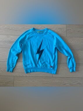 Aviator Nation neon blue bolt sweatshirt size xs